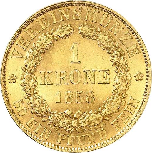 Reverso 1 corona 1858 B - valor de la moneda de oro - Brunswick-Wolfenbüttel, Guillermo