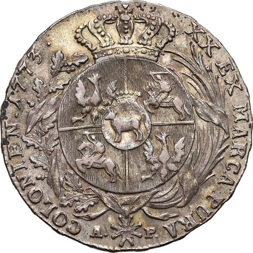 Reverso Medio tálero 1773 AP "Cinta en el pelo" - valor de la moneda de plata - Polonia, Estanislao II Poniatowski