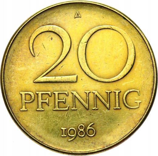 Anverso 20 Pfennige 1986 A - valor de la moneda  - Alemania, República Democrática Alemana (RDA)