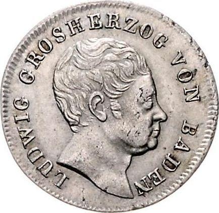 Аверс монеты - 6 крейцеров 1820 года - цена серебряной монеты - Баден, Людвиг I