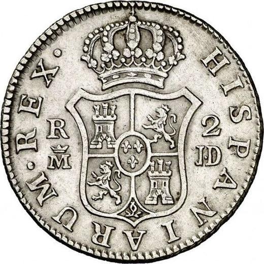 Реверс монеты - 2 реала 1784 года M JD - цена серебряной монеты - Испания, Карл III