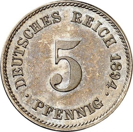 Аверс монеты - 5 пфеннигов 1894 года F "Тип 1890-1915" - цена  монеты - Германия, Германская Империя