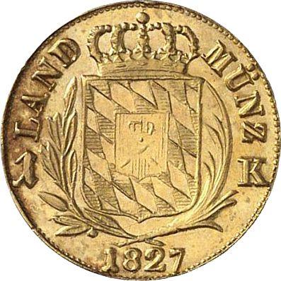 Реверс монеты - 1 крейцер 1827 года Золото - цена золотой монеты - Бавария, Людвиг I