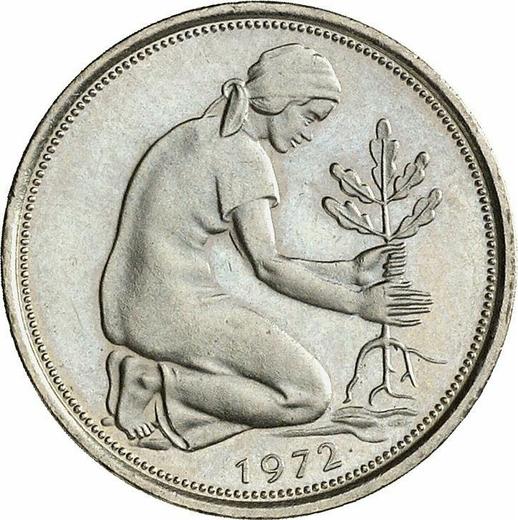 Реверс монеты - 50 пфеннигов 1972 года J - цена  монеты - Германия, ФРГ