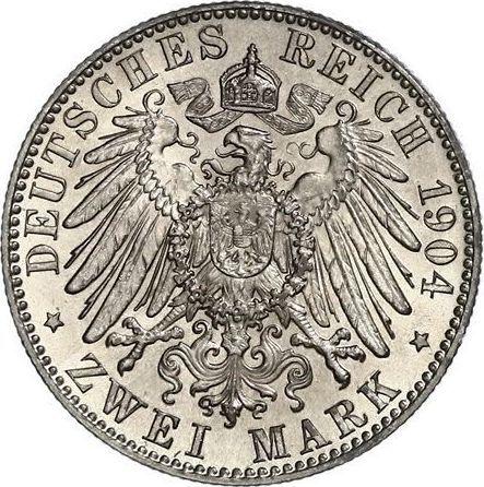Reverso 2 marcos 1904 E "Sajonia" Fechas de nacimiento y muerte - valor de la moneda de plata - Alemania, Imperio alemán