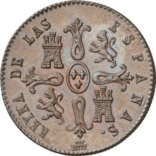 Реверс монеты - 8 мараведи 1849 года "Номинал на аверсе" - цена  монеты - Испания, Изабелла II