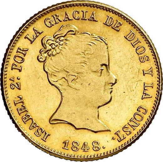 Obverse 80 Reales 1848 B PS - Spain, Isabella II