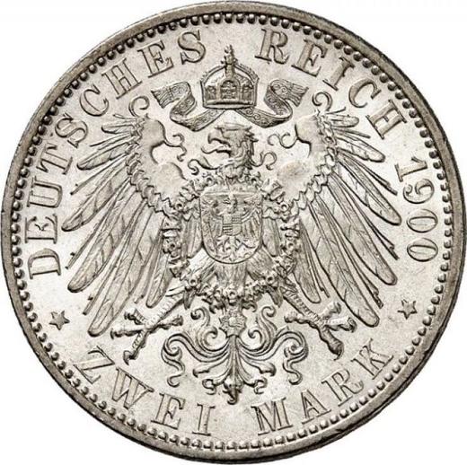 Reverso 2 marcos 1900 A "Oldemburgo" - valor de la moneda de plata - Alemania, Imperio alemán