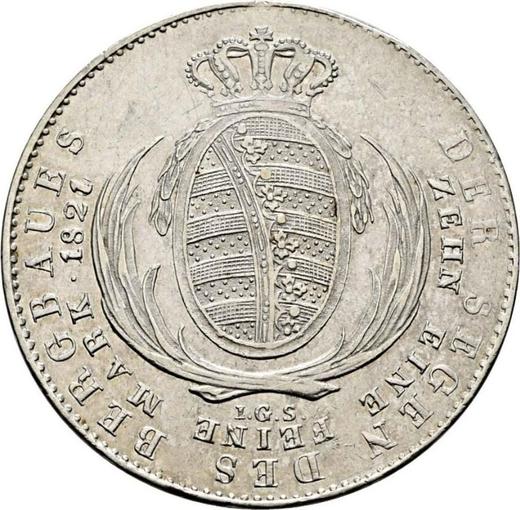 Реверс монеты - Талер 1821 года I.G.S. "Горный" - цена серебряной монеты - Саксония-Альбертина, Фридрих Август I