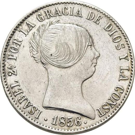 Avers 10 Reales 1856 Sieben spitze Sterne - Silbermünze Wert - Spanien, Isabella II