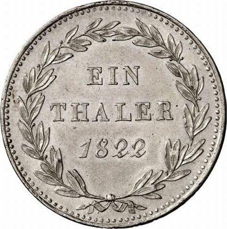 Реверс монеты - Талер 1822 года - цена серебряной монеты - Гессен-Кассель, Вильгельм II