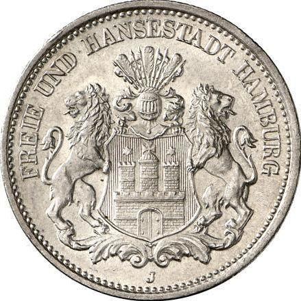Anverso 2 marcos 1901 J "Hamburg" - valor de la moneda de plata - Alemania, Imperio alemán