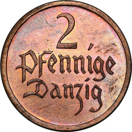 Реверс монеты - 2 пфеннига 1923 года - цена  монеты - Польша, Вольный город Данциг