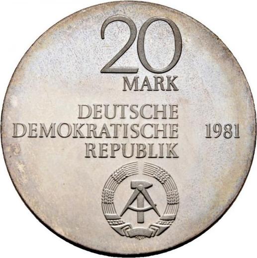 Реверс монеты - 20 марок 1981 года "Карл фом Штейн" - цена серебряной монеты - Германия, ГДР