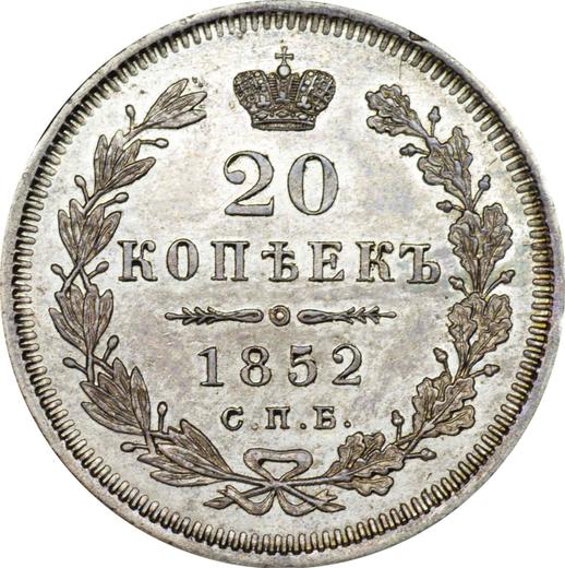 Reverso 20 kopeks 1852 СПБ HI "Águila 1854-1858" - valor de la moneda de plata - Rusia, Nicolás I