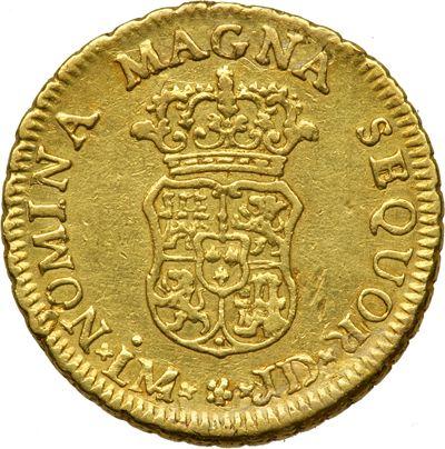 Reverse 1 Escudo 1754 LM JD - Gold Coin Value - Peru, Ferdinand VI