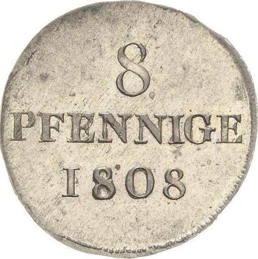 Реверс монеты - 8 пфеннигов 1808 года H - цена серебряной монеты - Саксония-Альбертина, Фридрих Август I