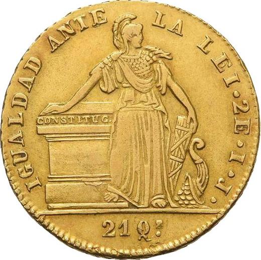 Rewers monety - 2 escudo 1844 So IJ - cena złotej monety - Chile, Republika (Po denominacji)