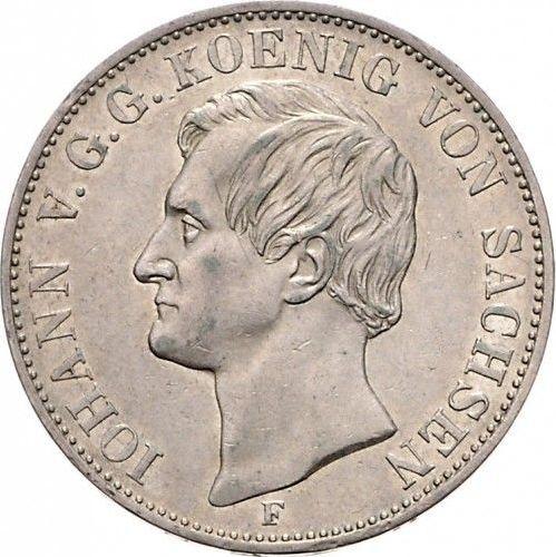 Obverse Thaler 1855 F "Mining" - Silver Coin Value - Saxony-Albertine, John