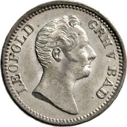 Аверс монеты - 3 крейцера 1834 года - цена серебряной монеты - Баден, Леопольд