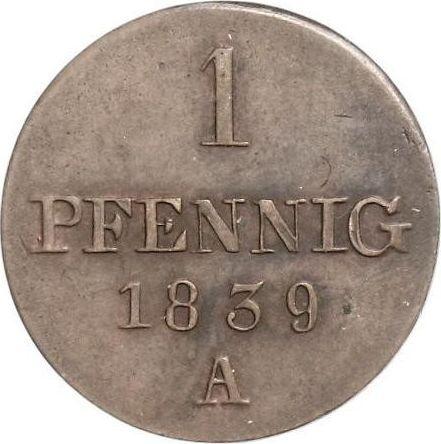 Реверс монеты - 1 пфенниг 1839 года A - цена  монеты - Ганновер, Эрнст Август