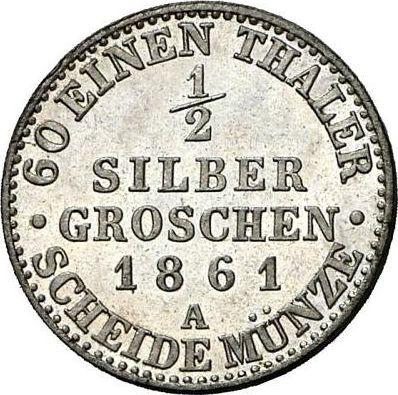 Rewers monety - 1/2 silbergroschen 1861 A - cena srebrnej monety - Prusy, Wilhelm I