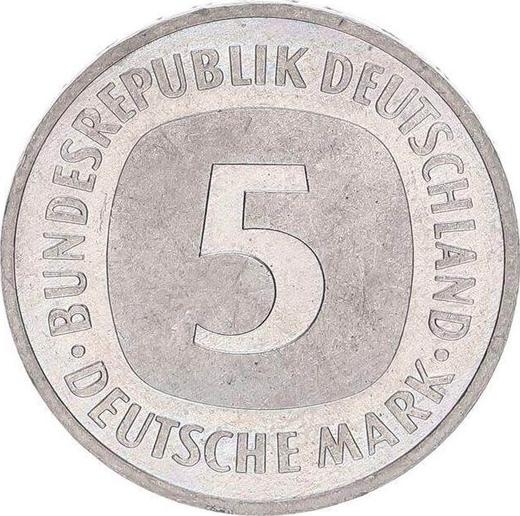 Avers 5 Mark 1992 G - Münze Wert - Deutschland, BRD