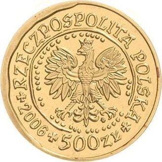 Anverso 500 eslotis 2006 MW NR "Pigargo europeo" - valor de la moneda de oro - Polonia, República moderna