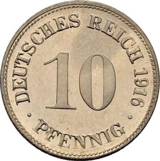 Anverso 10 Pfennige 1916 D "Tipo 1890-1916" - valor de la moneda  - Alemania, Imperio alemán