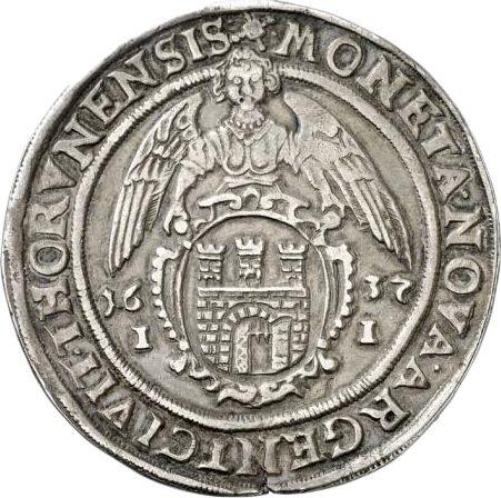 Реверс монеты - Талер 1637 года II "Торунь" - цена серебряной монеты - Польша, Владислав IV