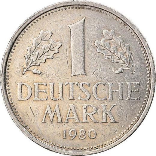 Obverse 1 Mark 1980 J -  Coin Value - Germany, FRG