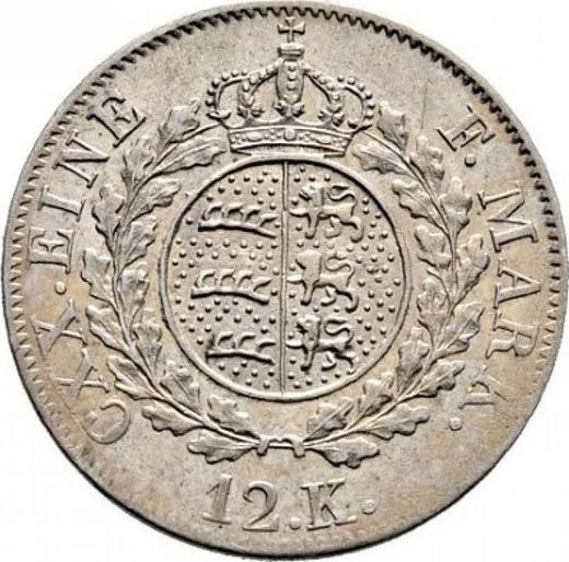Реверс монеты - 12 крейцеров 1825 года - цена серебряной монеты - Вюртемберг, Вильгельм I