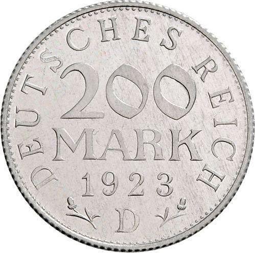 Rewers monety - 200 marek 1923 D - cena  monety - Niemcy, Republika Weimarska