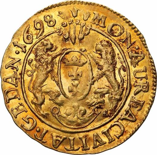 Reverso Ducado 1698 "de Gdansk" Retrato pequeño - valor de la moneda de oro - Polonia, Augusto II