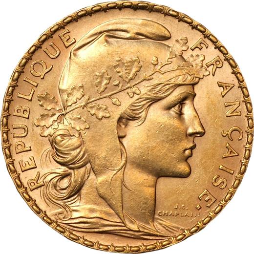 Anverso 20 francos 1907 "Tipo 1907-1914" París - valor de la moneda de oro - Francia, Tercera República