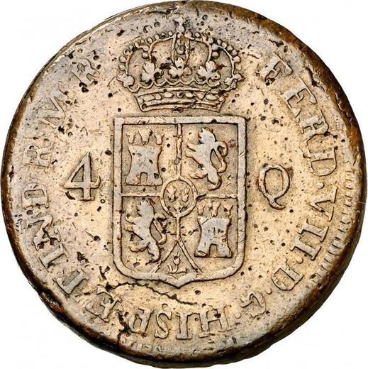 Аверс монеты - 4 куарто 1834 года MA F - цена  монеты - Филиппины, Фердинанд VII