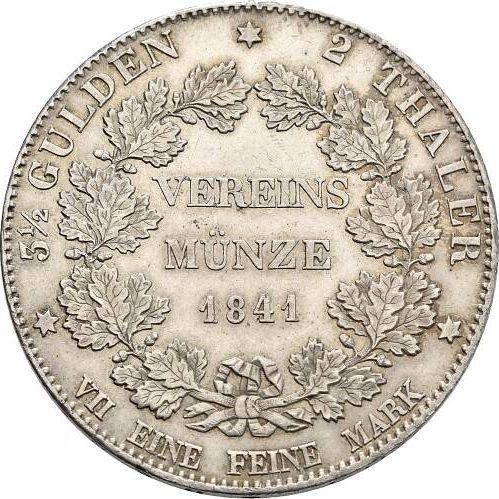 Reverso 2 táleros 1841 - valor de la moneda de plata - Hesse-Darmstadt, Luis II
