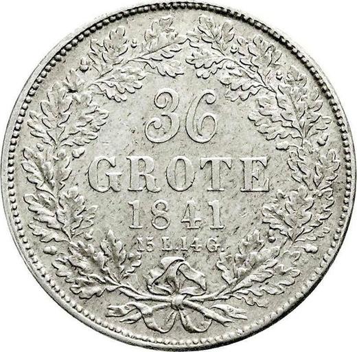 Реверс монеты - 36 гротенов 1841 года - цена серебряной монеты - Бремен, Вольный ганзейский город