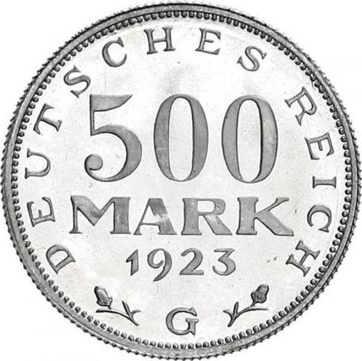 Reverso 500 marcos 1923 G - valor de la moneda  - Alemania, República de Weimar