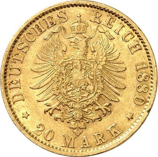 Rewers monety - 20 marek 1880 J "Hamburg" - cena złotej monety - Niemcy, Cesarstwo Niemieckie