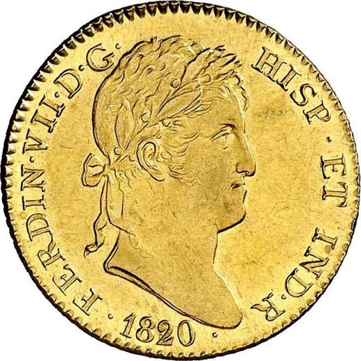 Awers monety - 2 escudo 1820 M GJ - cena złotej monety - Hiszpania, Ferdynand VII