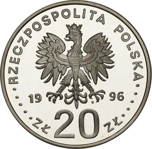 Anverso 20 eslotis 1996 MW RK "Varsovia, la ciudad capital - 400 aniversario" - valor de la moneda de plata - Polonia, República moderna