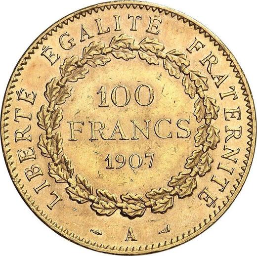 Reverse 100 Francs 1907 A "Type 1878-1914" Paris - France, Third Republic