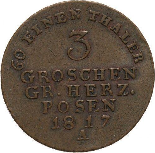 Реверс монеты - 3 гроша 1817 года A "Великое княжество Познанское" - цена  монеты - Польша, Прусское правление