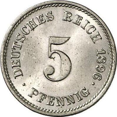 Аверс монеты - 5 пфеннигов 1896 года J "Тип 1890-1915" - цена  монеты - Германия, Германская Империя