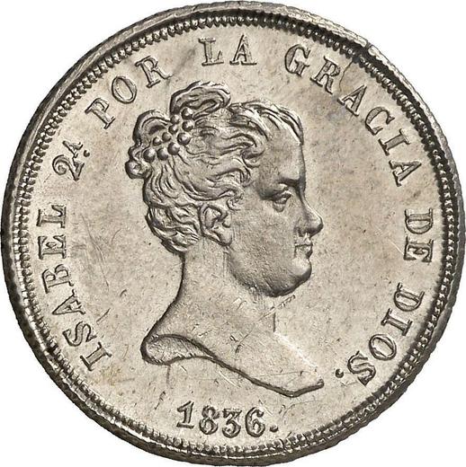 Аверс монеты - 4 реала 1836 года B PS - цена серебряной монеты - Испания, Изабелла II