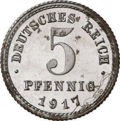 Аверс монеты - 5 пфеннигов 1917 года E "Тип 1915-1922" - цена  монеты - Германия, Германская Империя