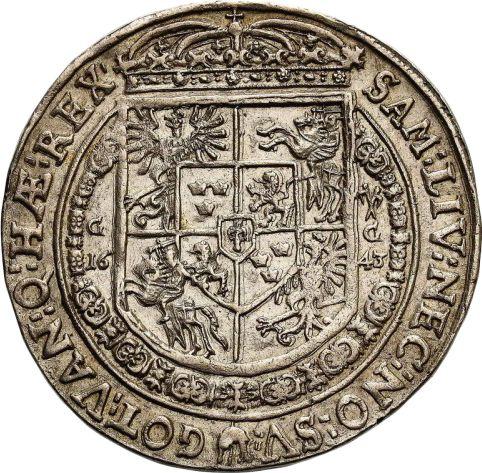 Reverso Tálero 1643 GG - valor de la moneda de plata - Polonia, Vladislao IV