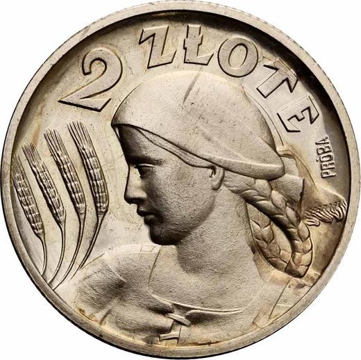 Reverso Pruebas 2 eslotis 1927 Inscripción "PRÓBA" - valor de la moneda de plata - Polonia, Segunda República
