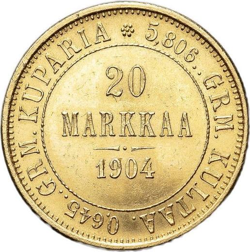 Rewers monety - 20 marek 1904 L - cena złotej monety - Finlandia, Wielkie Księstwo